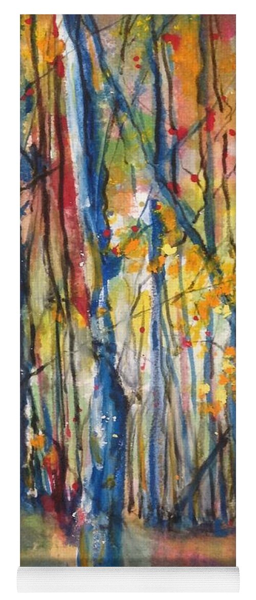 Blue Trees Yoga Mat featuring the painting Blue Tree Group by Robin Miller-Bookhout
