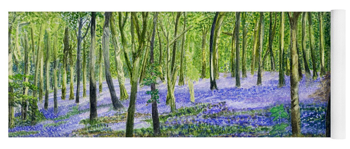 English Bluebell Flower Fairy Picture Painting Yoga Mat featuring the painting English Bluebell Flower Fairy Picture by Edward McNaught-Davis
