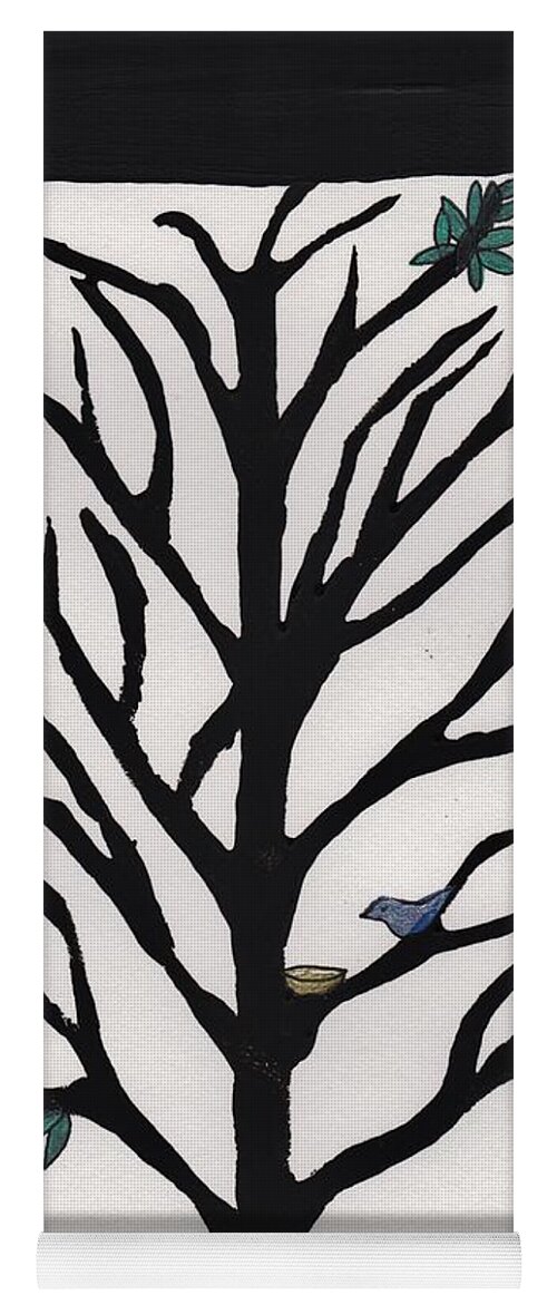 Bluebird In A Pear Tree Yoga Mat featuring the painting Bluebird in a Pear Tree by Barbara St Jean