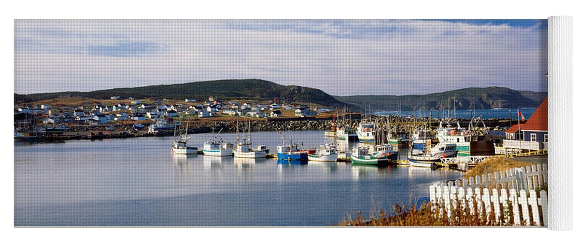 Photography Yoga Mat featuring the photograph Boats In A Harbor, Bonavista Harbour by Panoramic Images