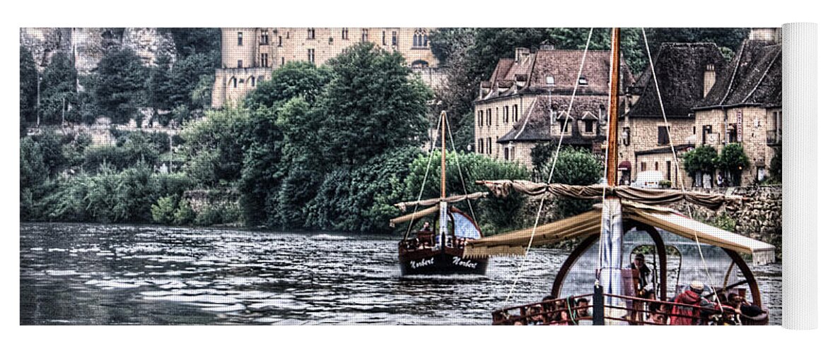 France Yoga Mat featuring the photograph Boats sailing the Dordogne river in La Roque Gageac by Weston Westmoreland