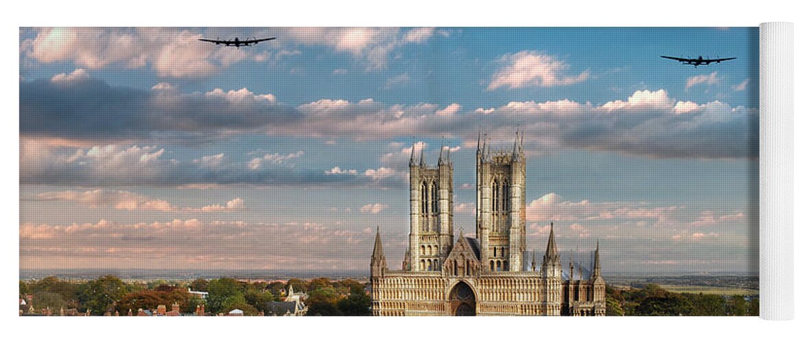 Avro Yoga Mat featuring the digital art Bombers Over Lincoln by Airpower Art