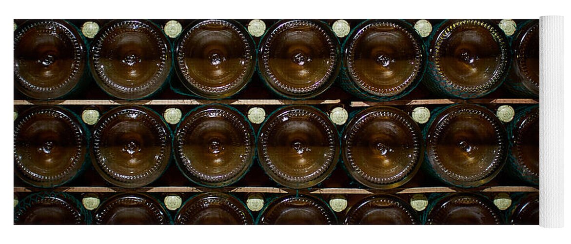 Francacorta Yoga Mat featuring the photograph Bottles. Ca del Bosco winery. Franciacorta DOCG by Jouko Lehto