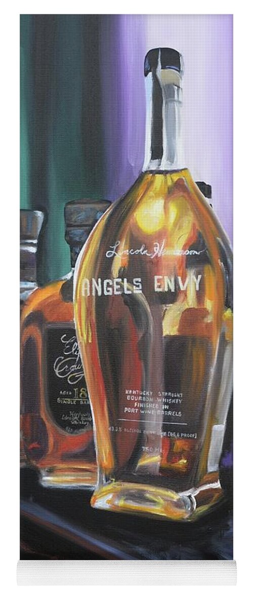 Bourbon Yoga Mat featuring the painting Bourbon Bar Oil Painting by Donna Tuten