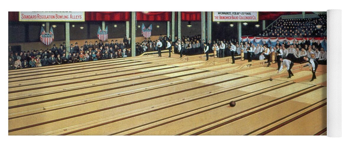 1905 Yoga Mat featuring the painting Bowling Tournament, 1905 by Granger