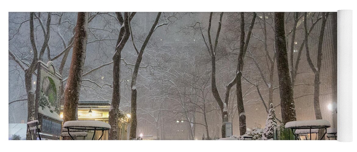 Nyc Yoga Mat featuring the photograph Bryant Park - Winter Snow Wonderland - by Vivienne Gucwa