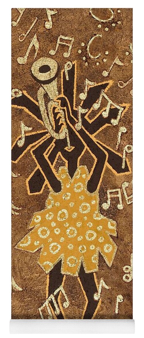 Print Yoga Mat featuring the painting Bugle Player by Katherine Young-Beck