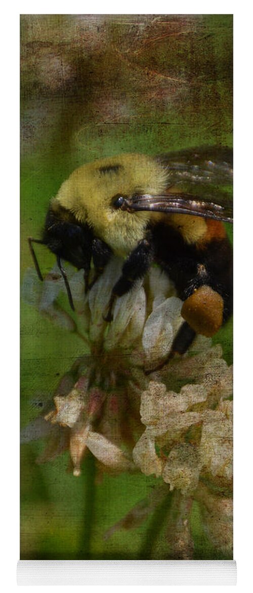 Bumble Bee Yoga Mat featuring the photograph Bumble Bee Serenade Nbr 3 Macro by Lesa Fine