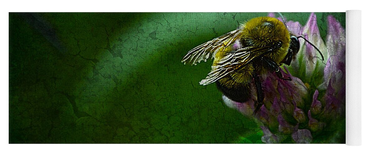 Bumble Bee Yoga Mat featuring the photograph Bumble Bee Tattered Wings Art 2 by Lesa Fine