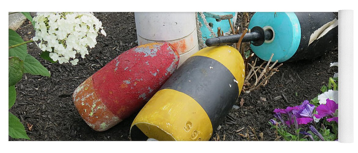 Buoys Yoga Mat featuring the photograph Buoys and Flowers by Jean Macaluso