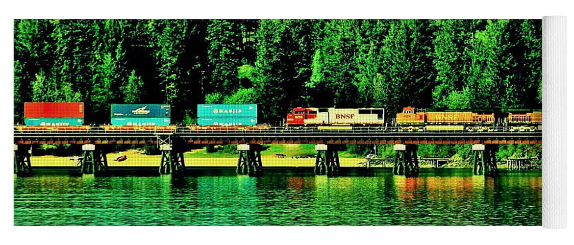 Train Yoga Mat featuring the photograph Burlington Northern by Benjamin Yeager