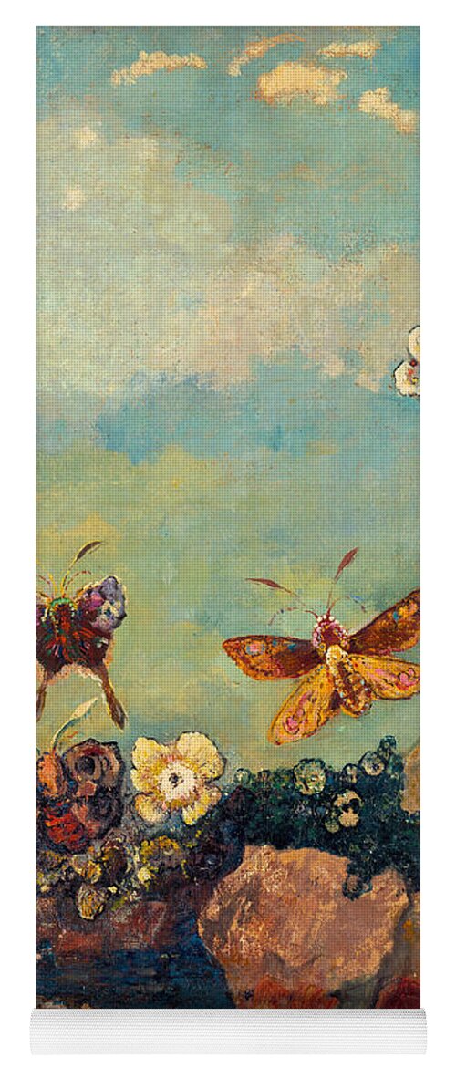 Odilon Redon Yoga Mat featuring the painting Butterflies by Odilon Redon