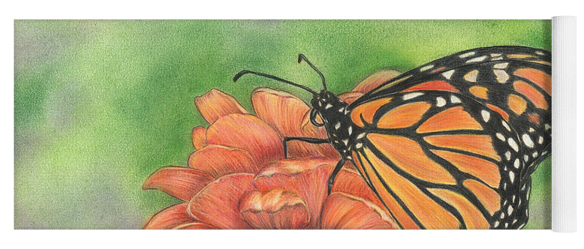 Butterfly Yoga Mat featuring the drawing Butterfly by Troy Levesque