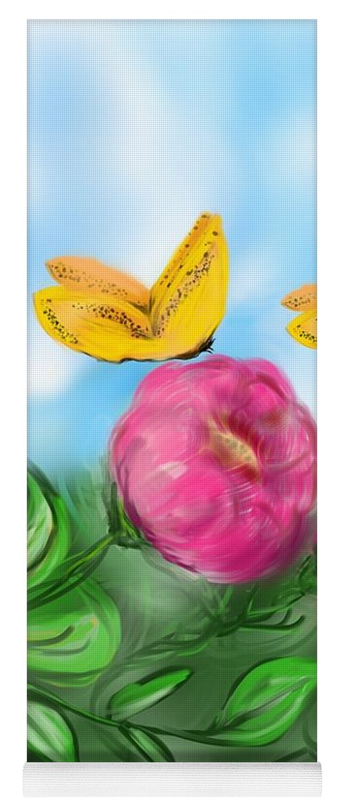 Floral Yoga Mat featuring the digital art Butterfly Twins by Christine Fournier