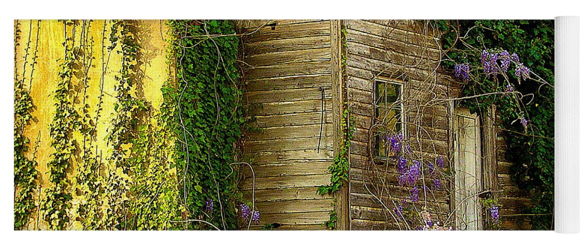 Fine Art Yoga Mat featuring the photograph Cabin in the Back by Rodney Lee Williams