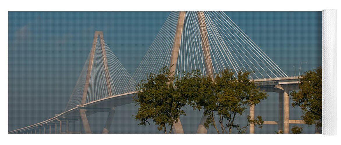 Arthur Ravenel Jr. Bridge Yoga Mat featuring the photograph Cable Stayed Bridge by Dale Powell