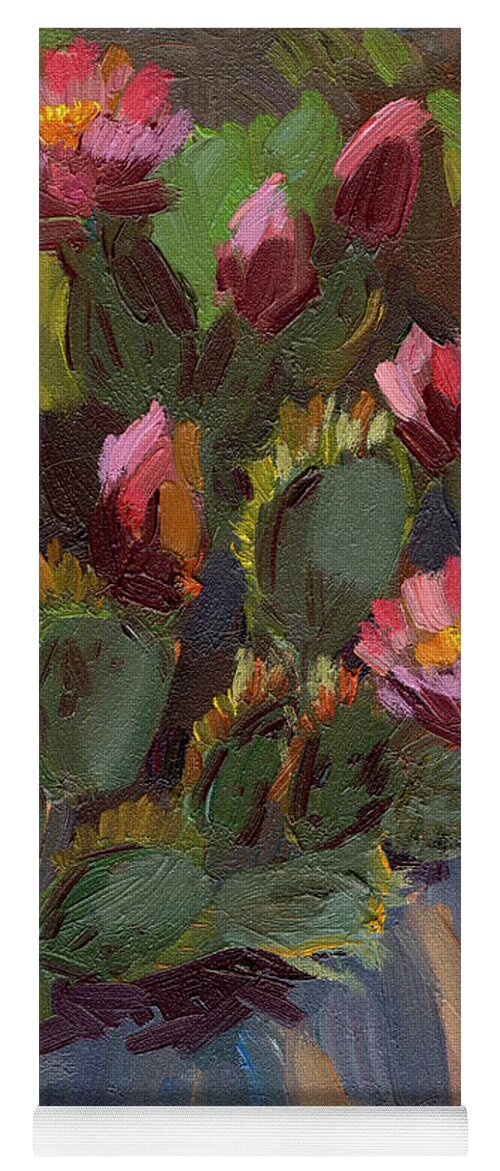 Cactus In Bloom Yoga Mat featuring the painting Cactus in Bloom 2 by Diane McClary