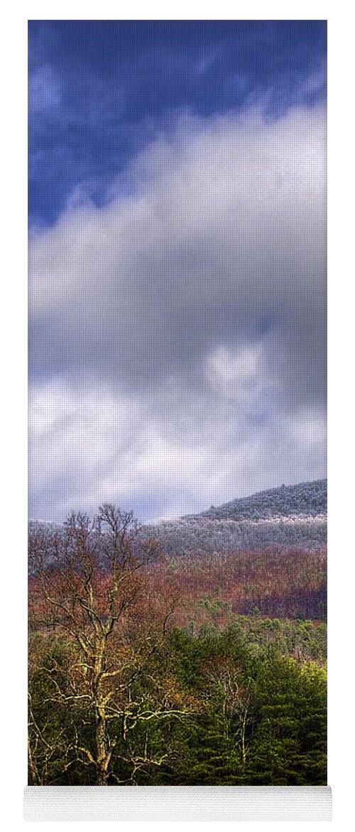 Appalachia Yoga Mat featuring the photograph Cades Cove First Dusting of Snow II by Debra and Dave Vanderlaan