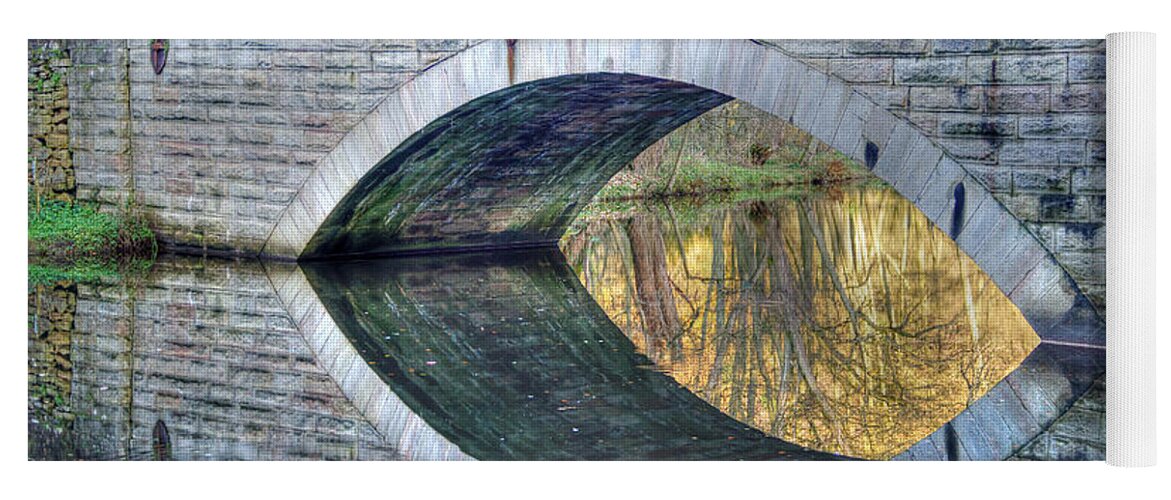 Bridge Yoga Mat featuring the photograph Calver Bridge Reflection by David Birchall