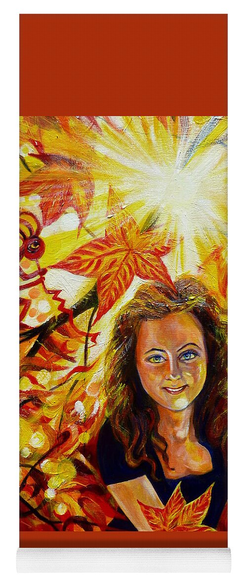 Kokopelli Yoga Mat featuring the painting Canadian Autumn by Anna Duyunova