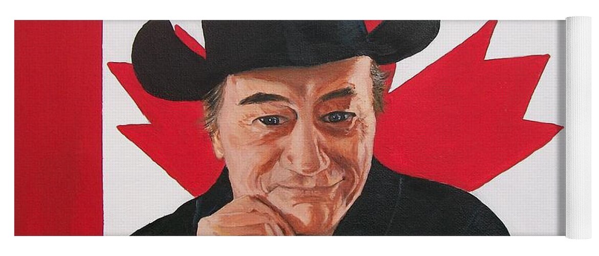 Patriotic Yoga Mat featuring the painting Canadian Icon Stompin' Tom Conners by Sharon Duguay