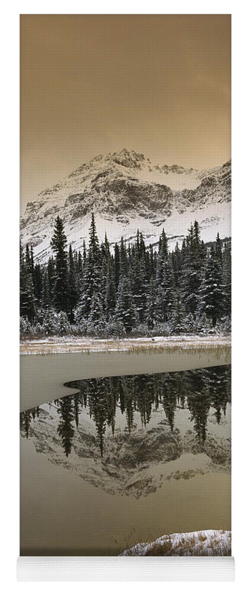 00170867 Yoga Mat featuring the photograph Canadian Rockies Dusted with Snow by Tim Fitzharris