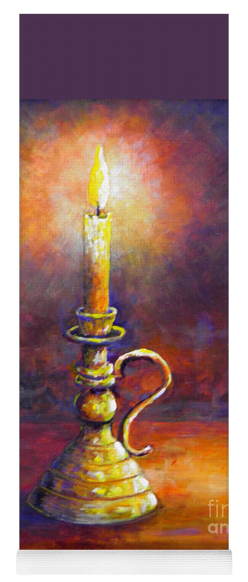 Candle Yoga Mat featuring the painting Candle - Violet Glow by Lou Ann Bagnall