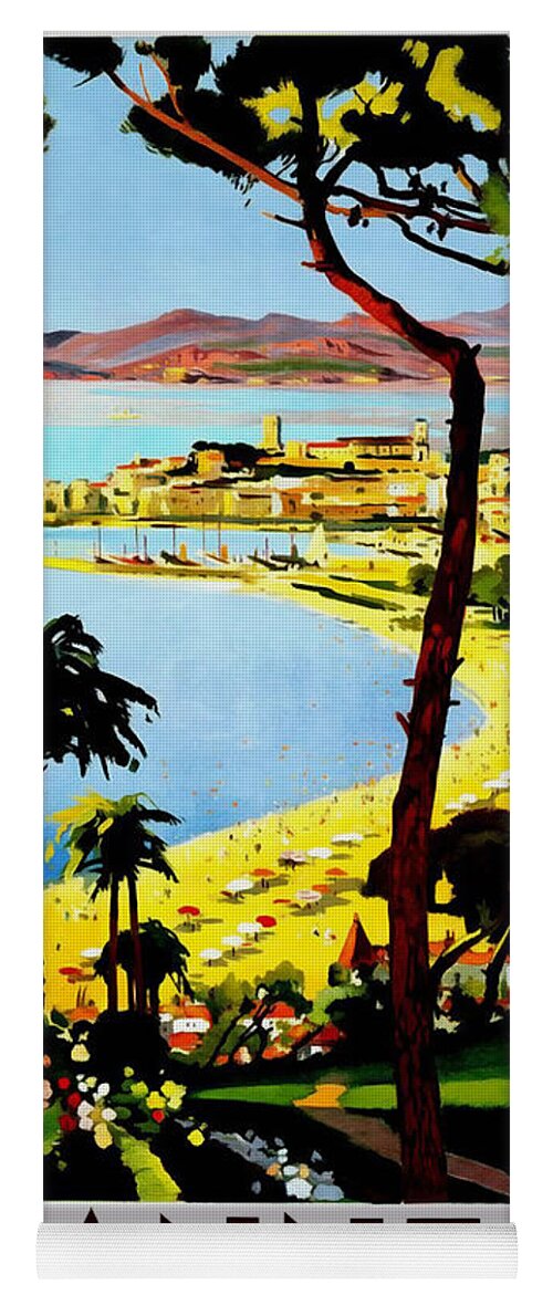 Cannes Yoga Mat featuring the photograph Cannes Vintage Travel Poster by Jon Neidert