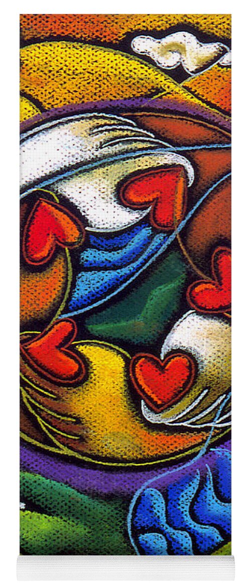 Blood Bond Bonding Care Chain Circle Connect Connecting Connection Energy Health Healthcare Heart Hearts Link Linked Love Natural Nature Respect Strength Team Teamwork Abstract Art Painting Fine Art Modern Art Yoga Mat featuring the painting Care by Leon Zernitsky