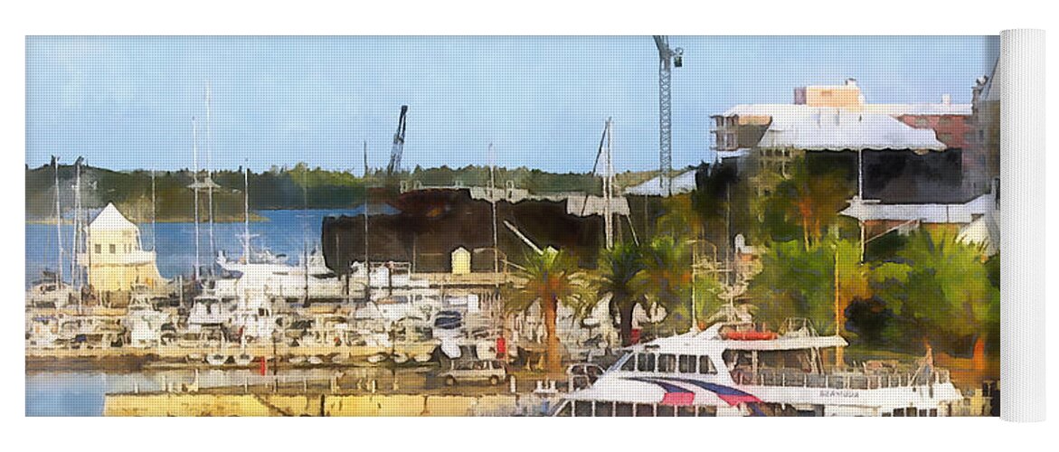 Boat Yoga Mat featuring the photograph Caribbean - Dock at King's Wharf Bermuda by Susan Savad