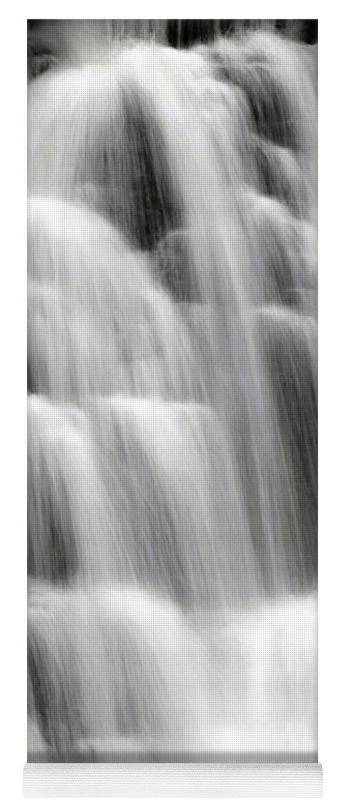 Waterfall Yoga Mat featuring the photograph Waterfall Black And White by Christina Rollo