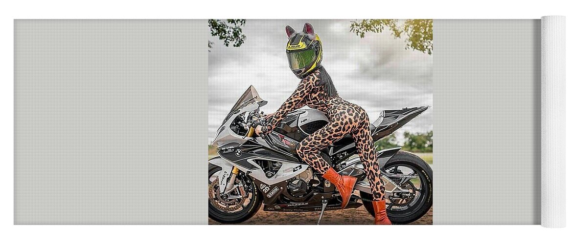Motorcycle Yoga Mat featuring the photograph Cat bike by Lawrence Christopher