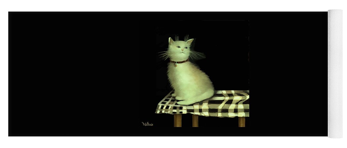 Diane Strain Yoga Mat featuring the painting Cat on Checkered Tablecloth  No. 4 by Diane Strain