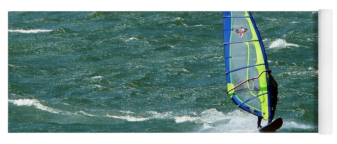 Wind Surfing Yoga Mat featuring the photograph Catching Wind and Surf by Susan Garren