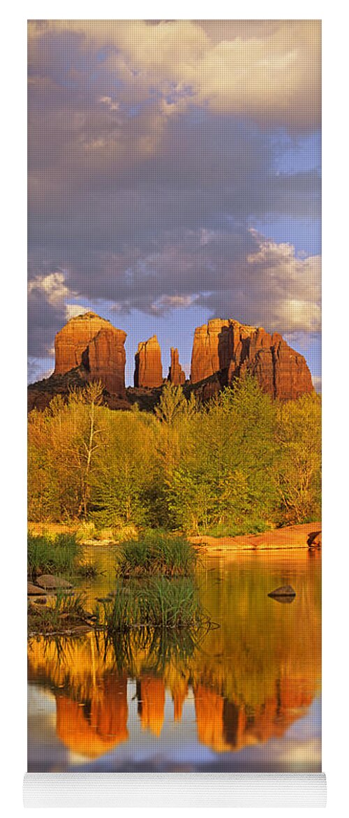 00175721 Yoga Mat featuring the photograph Cathedral Rock Reflected In Oak Creek by Tim Fitzharris