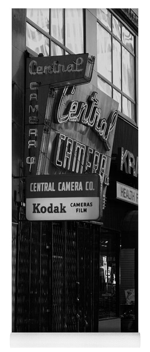 Chicago Yoga Mat featuring the photograph Central Camera Chicago - Black and White by Frank J Casella