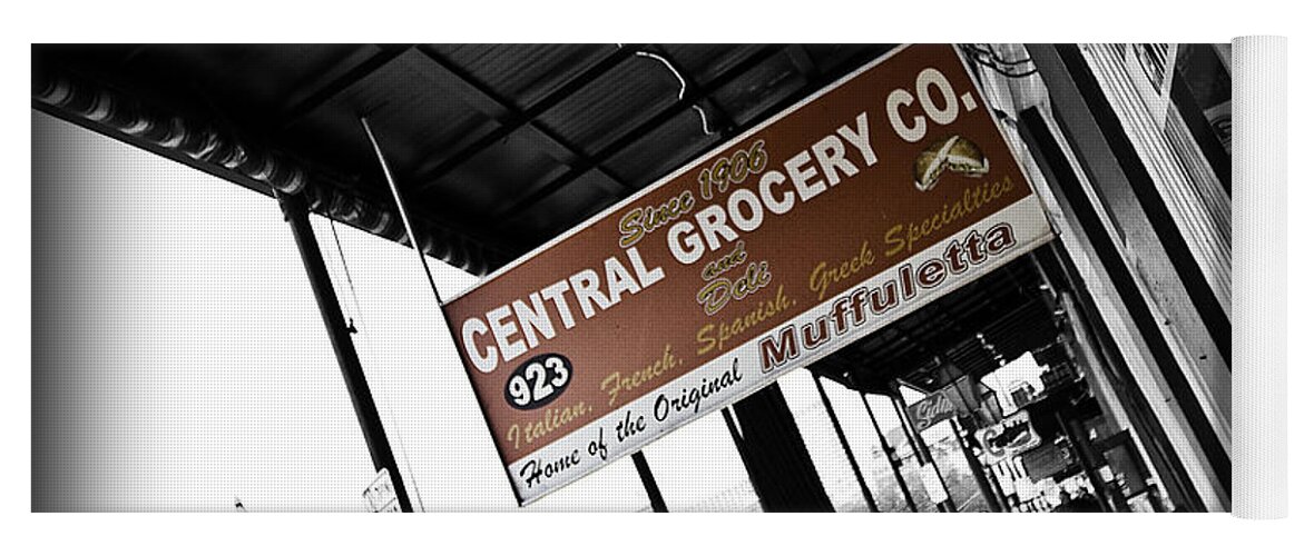 Black & White Yoga Mat featuring the photograph Central Grocery by Scott Pellegrin