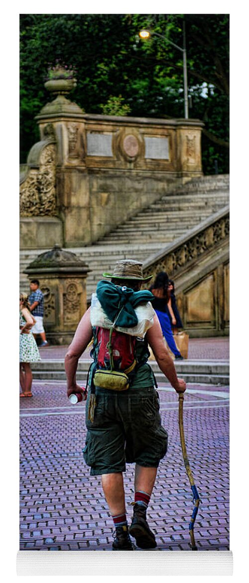 Hiker Yoga Mat featuring the photograph Central Park Hiker by Paul Ward