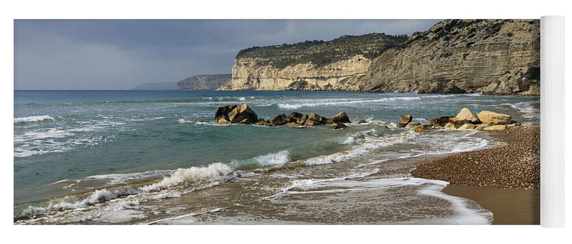Feb0514 Yoga Mat featuring the photograph Chalk Cliff Coastline Kourion Cyprus by Duncan Usher