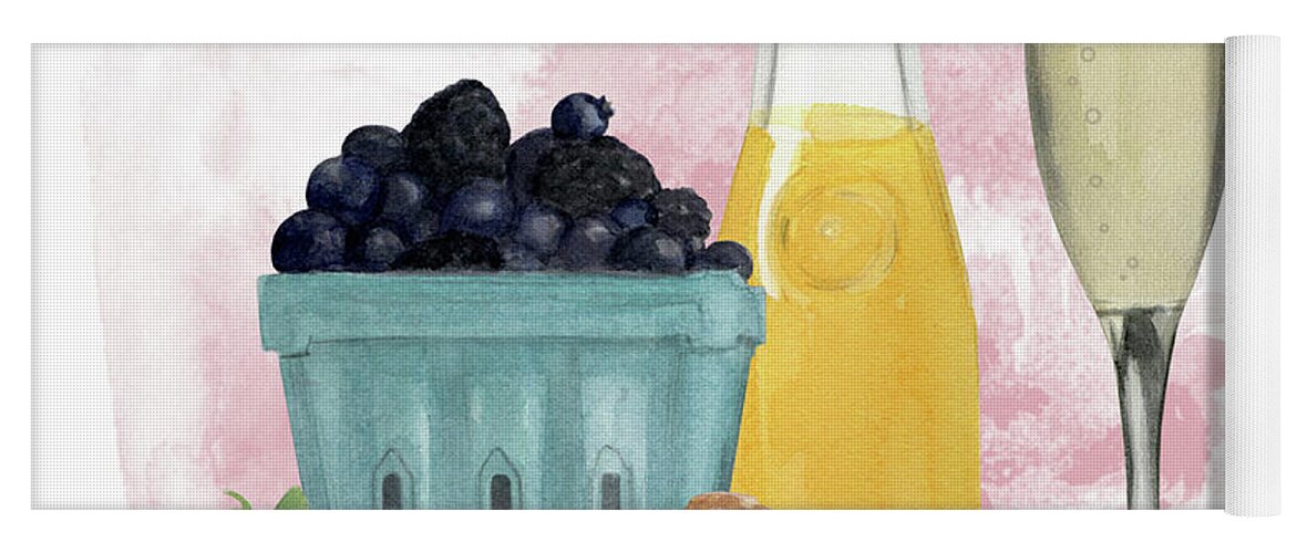 Blackberry Yoga Mat featuring the painting Champagne Breakfast by Ikon Images