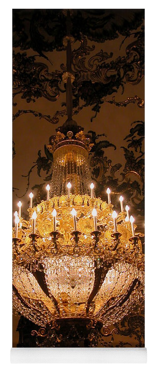 Madrid Yoga Mat featuring the photograph Chandelier Palacio Real by Michael Kirk