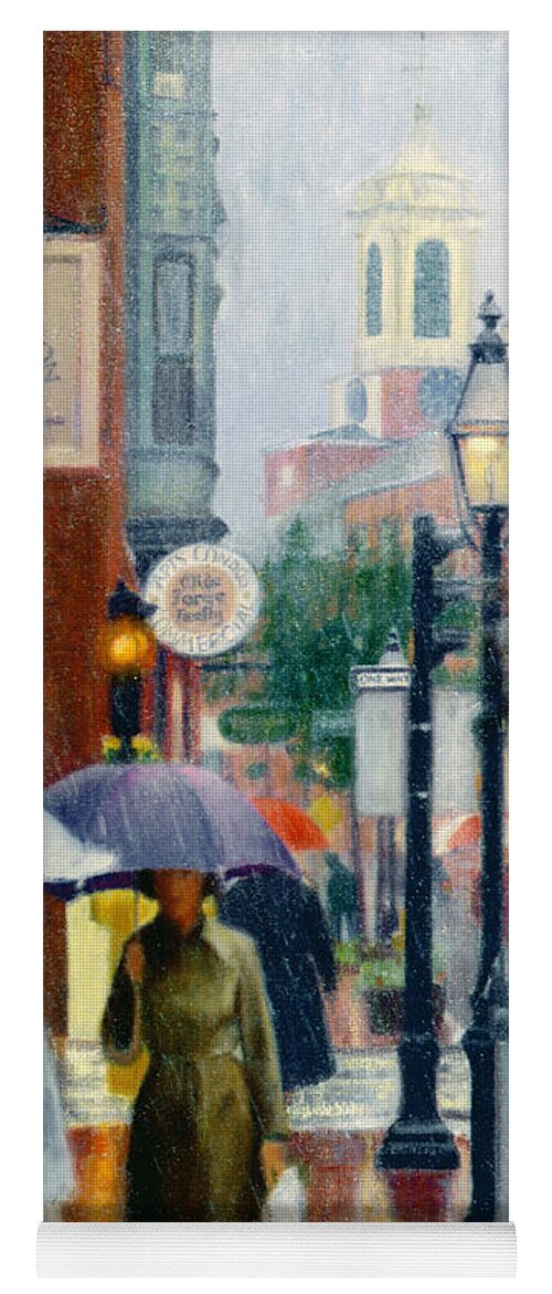 Charles Street Yoga Mat featuring the painting Charles Street Umbrellas by Candace Lovely