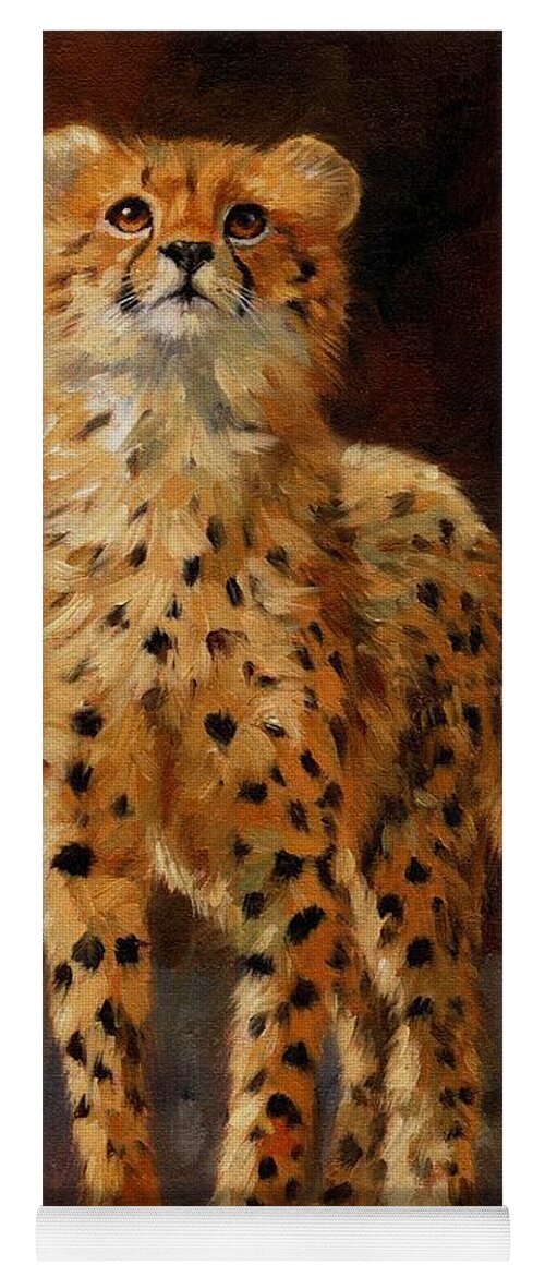 Cheetah Yoga Mat featuring the painting Cheetah Cub by David Stribbling