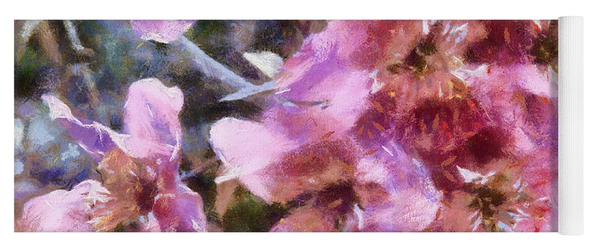Nature Yoga Mat featuring the digital art Cherry Blossom by Charmaine Zoe