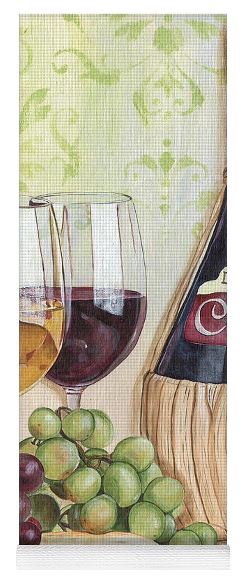 Wine Yoga Mat featuring the painting Chianti and Friends by Debbie DeWitt