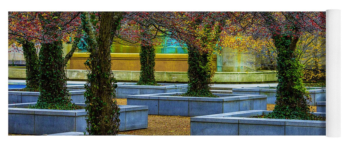 Trees Yoga Mat featuring the photograph Chicago Art Institute South Garden by Raymond Kunst