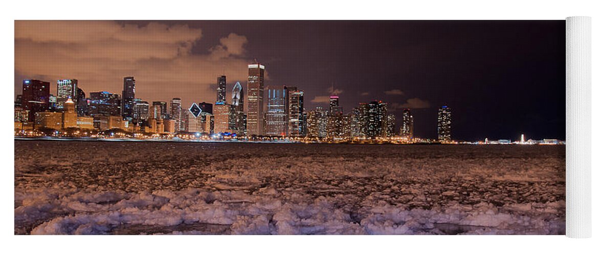Lake Shore Drive Yoga Mat featuring the photograph Chicago night skyline by Dejan Jovanovic