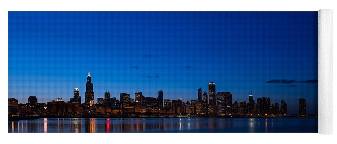 Chicago Yoga Mat featuring the photograph Chicago Night by Steve Gadomski