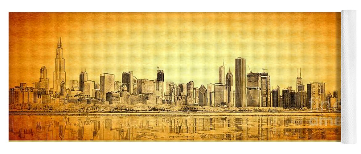 Chicago Panorama Yoga Mat featuring the photograph Chicago Sunrise by Dejan Jovanovic