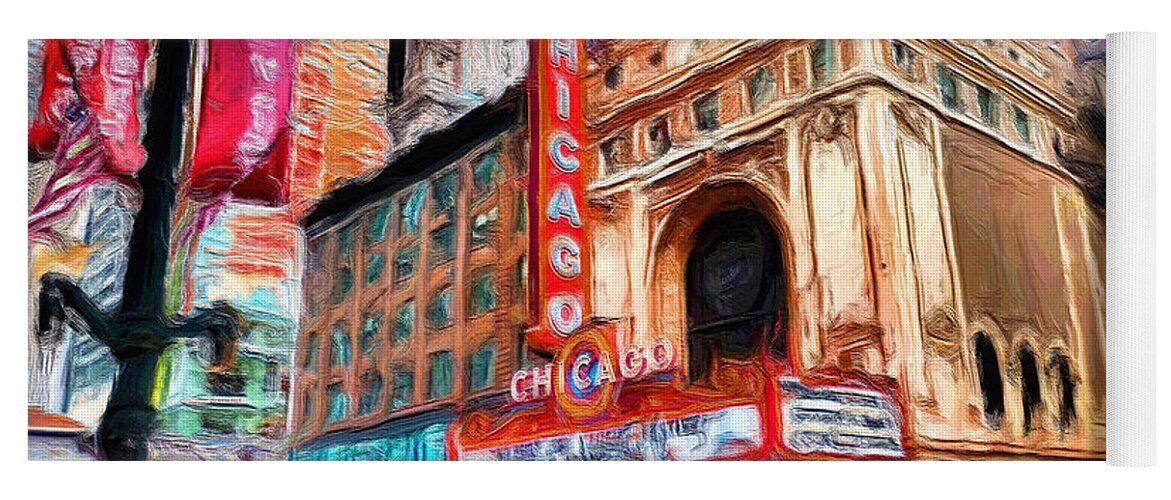 Chicago Yoga Mat featuring the painting Chicago Theater - 23 by Ely Arsha
